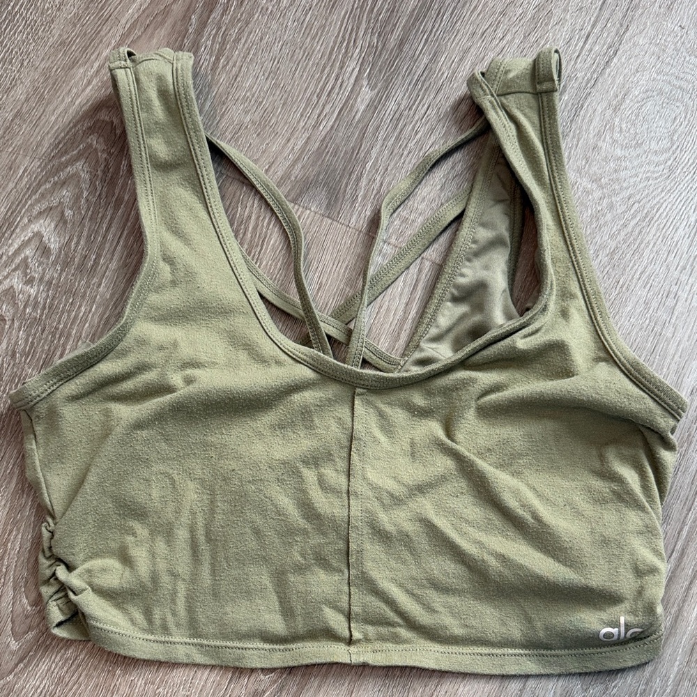 ALO Yoga Olive Green Strappy Sports Bra